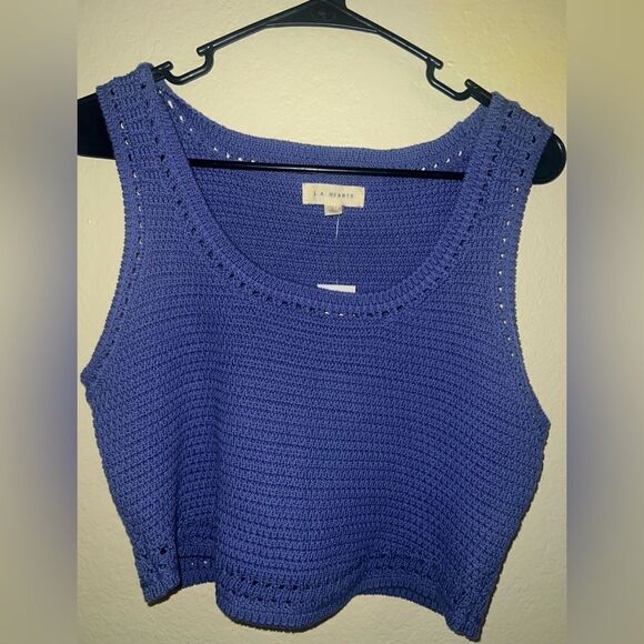 LA HEARTS "ROSIE" CROCHETED CROPPED TANK NWT- size LARGE - Picture 7 of 9